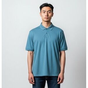 BKE Men Golf Polo Shirt Buckle Size XL turquoise Blue Short Sleeves Wicking